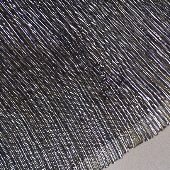 HALSTON shiny silver grey metallic fit & flare … - Picture 7 of 7